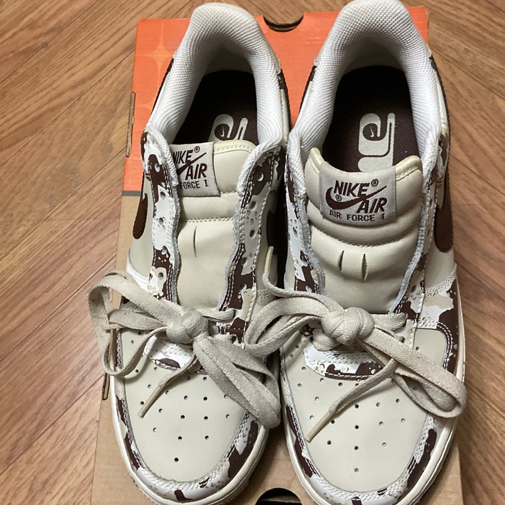 NIKE AIR FORCE 1 LOW PREM LE (GS), Size 6.5 Youth, Birch/LT Chocolate-Bone-White